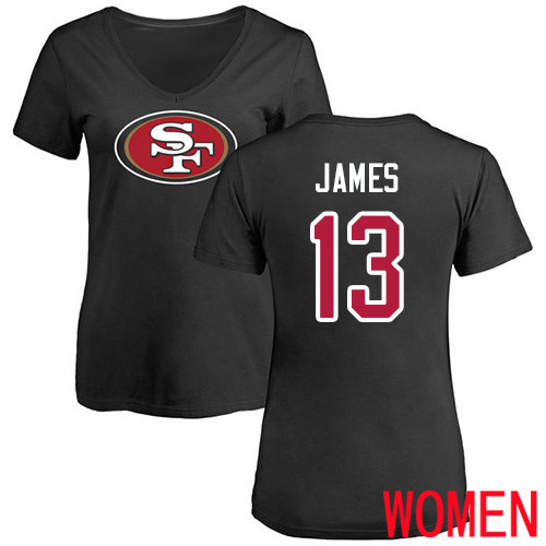 San Francisco 49ers Black Women Richie James Name and Number Logo #13 NFL T Shirt